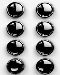 Black Buttons Collection: Web Buttons in 3D Design with Glassy Effect