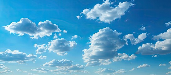 Poster - Beautiful nature scene featuring clouds floating in a blue sky with serene beauty ideal as a copy space image