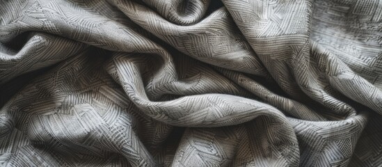 Poster - Close up of a gray cotton fabric with folds ideal as a background or for clothing production with copy space image available