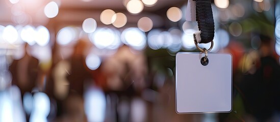 Poster - Plastic corporate access badge on a lanyard with copy space image