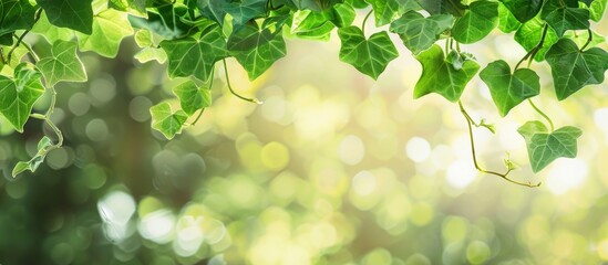 Leinwandbilder - Green ivy leaves with a natural background and copy space image