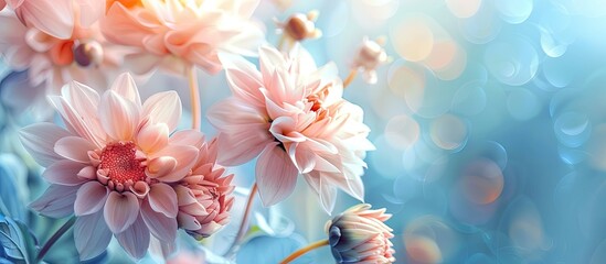 Vivid delicate flowers reminiscent of heaven ideal for Women s Day captured elegantly in a quality photograph with ample copy space image