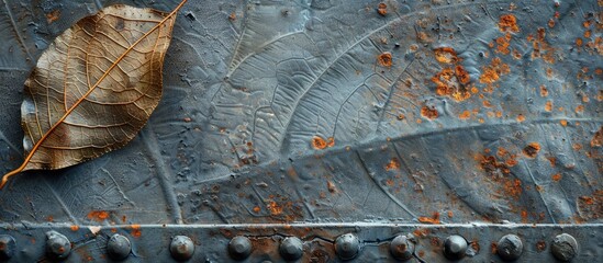Aufkleber - Iron profile texture on a gray metal leaf background with copy space image
