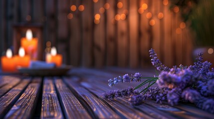 Wall Mural - Lavender therapy on table made of wood