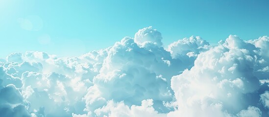 Poster - Sky with blue hues and fluffy white clouds creates an ideal backdrop for text placement in a copy space image