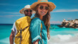 © Chlorophylle - Jeune femme en vacances avec son amoureux au bord de la mer sur une plage paradisiaque