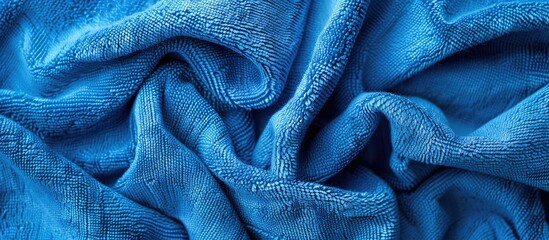 Aufkleber - Top view photo of a blue towel fabric texture with a background suitable for adding text or elements copy space image