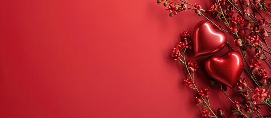 Poster - Valentine s Day card template with ample copy space image shown flat from top view