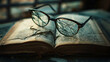 © Théo - Broken Glasses on a Book Representing Knowledge and Fragility