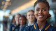 © Istamar - Smiling Flight Attendant Portrait with Blurred Colleagues