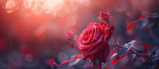 Leinwandbilder - Stunning red rose wallpapers with blurry desktop backgrounds featuring beautiful rose buds and creative wallpaper ideas with copy space image