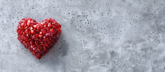 Aufkleber - A red heart shaped coconut candy displayed on a concrete background with space for adding images or text. with copy space image. Place for adding text or design