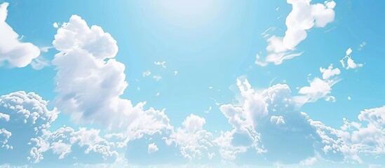 Aufkleber - A serene scene of a clear blue sky with fluffy white clouds suitable for use as a copy space image