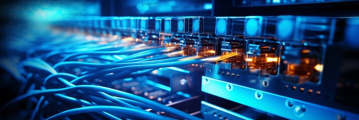 Wall Mural - electronic connection with data transfer, network and communication