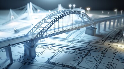 Poster - vision of architecture of a 3d model bridge project