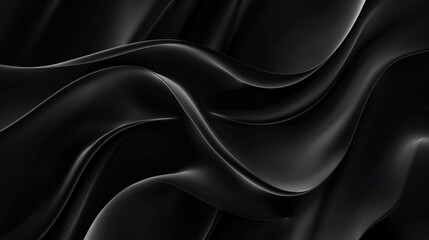 Wall Mural - Black Wave. Luxurious Black Wave in Abstract Organic Background