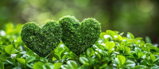 Poster - A pair of heart shaped green plants symbolizing love perfect for a home garden creating a charming and soothing ambiance ideal for a copy space image