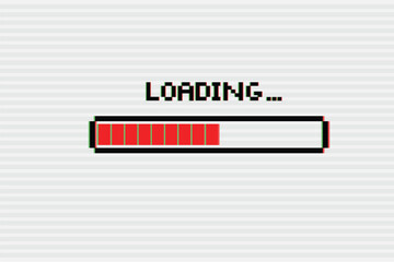 Poster - Pixel 8-bit Loading bar with glitch effect.