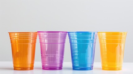 Aufkleber - Plastic cups on white background