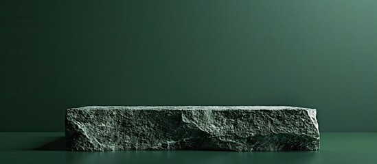 Poster - Stone podium displayed on a green backdrop with copy space image