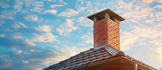 Aufkleber - Focus on contemporary chimney on house roof with copy space image