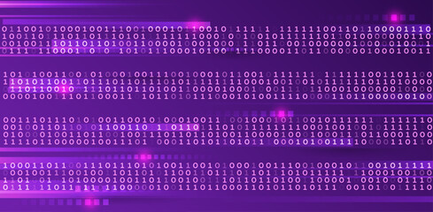 Poster - Flying data illustration. Analytics, sorting, structuring, transferring information. Blue background with data flow. Binary code, artificial intelligence. Program code. Computer background of numbers.