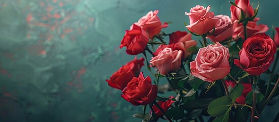 Aufkleber - Retro themed arrangement featuring roses in a photo with empty space for text or design known as a copy space image