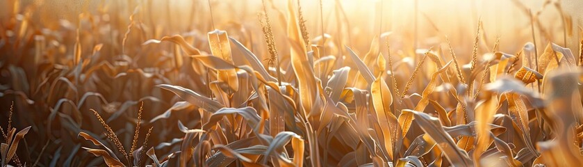 Aufkleber - Golden wheat field at sunrise, with sunlight casting warm hues over the grain, creating a serene and peaceful agricultural landscape.