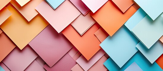 Poster - Colorful paper sheets arranged from a bird s eye view creating an appealing backdrop with copy space image