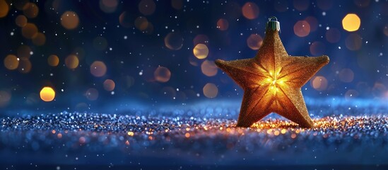 Aufkleber - Brightly shining Christmas star in the night sky with a soothing glow against a dark background perfect for a festive copy space image