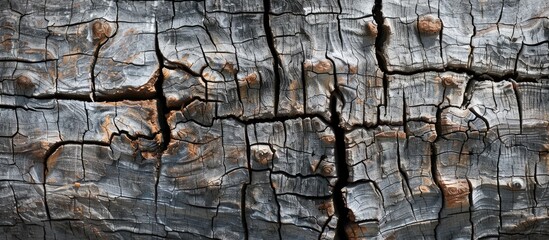 Fototapete - Weathered wooden surface with cracks due to prolonged exposure in a natural setting ideal for home decor provides a rustic and authentic feel in photography with a copy space image