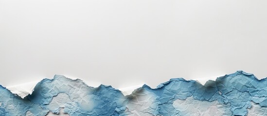 Poster - White and blue rice paper with torn edges on white background with copy space image
