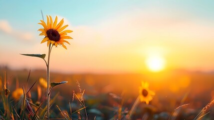 Sticker - sunset in the sunflower field