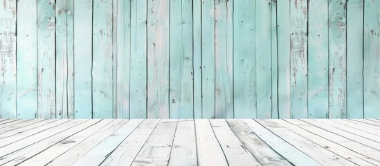 Poster - Soft pastel light blue wood wall copy space image