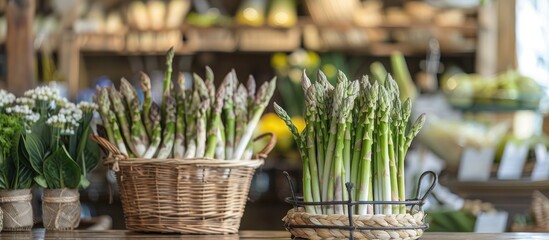 Aufkleber - Fresh asparagus displayed within a rural setting with a natural ambiance and ample copy space for images