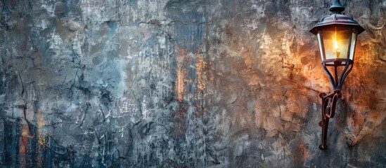 Poster - Elegant streetlight against a textured wall with copy space image