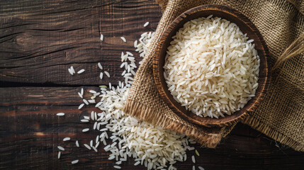 Wall Mural - World Rice Day. rice harvesting. a handful of rice