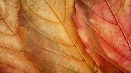 Aufkleber - Close-up of vibrant autumn leaves showcasing intricate patterns and beautiful fall colors in red, orange, and yellow tones.