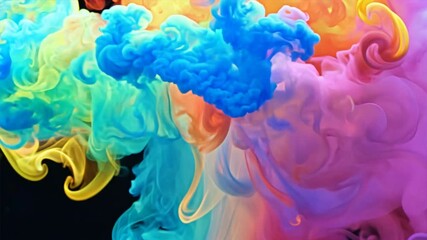 Poster - Color paint drops in water ,Color splash background,