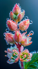 Canvas Print - Delicate Pink Flower Buds with Dew Drops