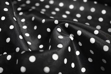 Poster - Black and white polka dot pattern on paper in a flat lay. White circles with a black background. Background texture for design or decoration.
