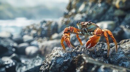 Wall Mural - crab on rock