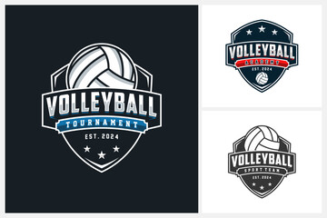 Poster - Volleyball logo design template, volleyball team emblem collection, volleyball tournament logo design vector illustration