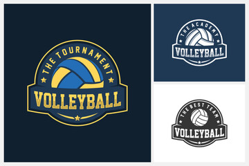 Wall Mural - Volleyball logo design template, volleyball team emblem collection, volleyball tournament logo design vector illustration