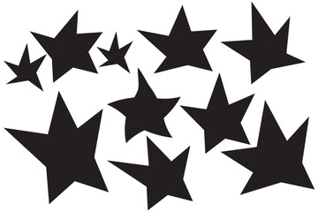 Wall Mural - set of black doodle-style stars drawn by hand. grunge scrawls, charcoal scribbles, rough brush strok