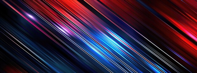 Poster - Blue red and black background with diagonal lines, metallic texture, futuristic style. Abstract design for corporate designs. flat lay
