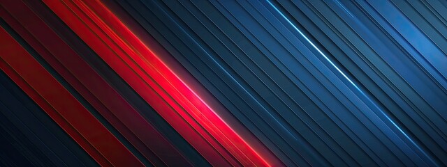 Poster - Blue red and black background with diagonal lines, metallic texture, futuristic style. Abstract design for corporate designs. flat lay