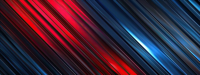 Poster - Blue red and black background with diagonal lines, metallic texture, futuristic style. Abstract design for corporate designs. flat lay
