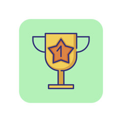 Poster - Award line icon. Cup winner with first symbol in star. Leadership concept. Can be used for topics like business, competition, winning, success
