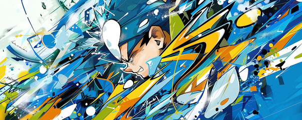 Poster - graffiti in cartoon anime style